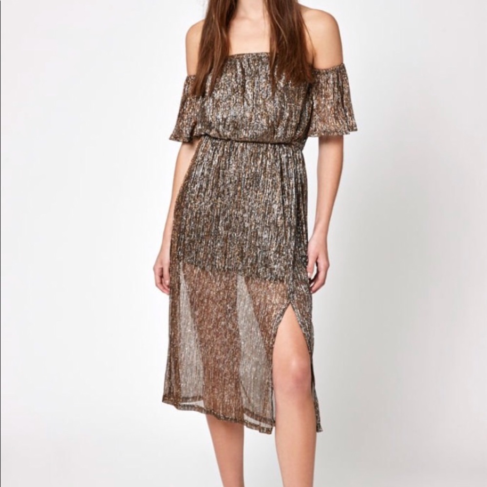 Off the shoulder glitter dress